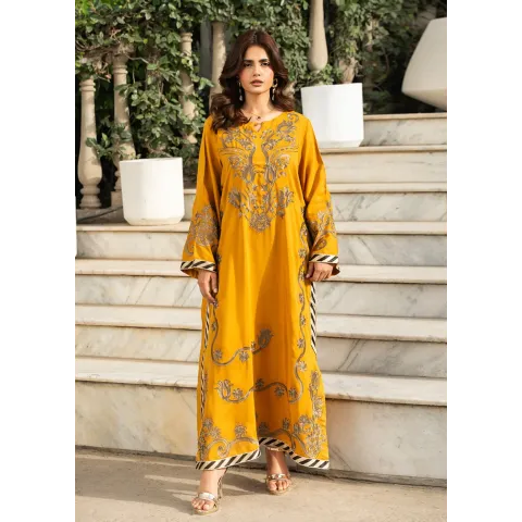 Embroidered Viscose Kaftan